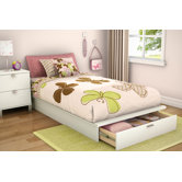 Twin 39" Platform Bed with Drawer in Pure White