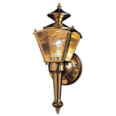Builder Brass  Wide Outdoor Wall Lantern in Polished Brass with Arm