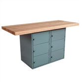 Two Station Workbench with Six Locker Openings