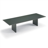 144" Wide Rectangle Top Conference Table with Curved Plinth Base