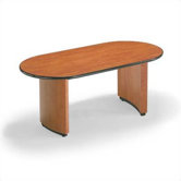 144" Wide T-Mold Oval Top Conference Table with Plinth Curve Base