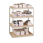 72" & 96" Wide Double Rivet Units (with Center Support) - 4 Shelf Starter Unit, w/ Channel Beams