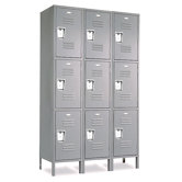Vanguard Lockers - Triple Tier - 3 Sections (Assembled) with optional Slope Top Kit, Front and End Bases