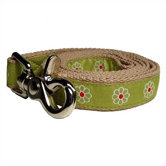Green Daisy Cotton Dog Leash