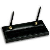 1000 Series Classic Leather Double Gold Pen Stand in Black