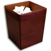 1000 Series Classic Leather Square Waste Basket in Mocha