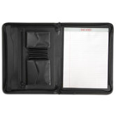 Leather Portfolios Split-Grain Enhanced Zip-Around Portfolio in Black