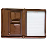 Leather Portfolios Top-Grain Enhanced Zip-Around Portfolio in Chocolate