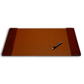 1000 Series Classic Leather 25.5 x 17.25 Side-Rail Desk Pad in Mocha