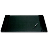1000 Series Classic Leather 25.5 x 17.25 Side-Rail Desk Pad in Black