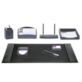 Crocodile Embossed Leather 8-Piece Desk Set