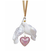 European Handmade Glass Blown Ornaments Two Turtle Doves