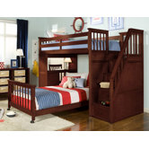 School House L-Shaped Bunk Bed with Desk and Stairs