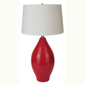 Ceramic Curved Table Lamp in Red