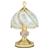Floral Touch Lamp with White Glass Shade