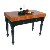 Rouge et Noir Le Rustica Prep Table with Butcher Block Top
