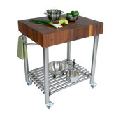 Cucina Americana D'Amico Kitchen Cart with Butcher Block Top