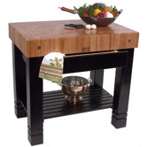 Rouge et Noir Bloc De Foyer Prep Table with Butcher Block Top