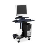 Computer Workstation, Mobile, 28-1/2"x26"x29-1/2", Charcoal Black
