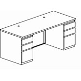 CSII 2 Pedestal Rectangular Executive Desk 2 Box/Box/File