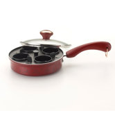 Signature Porcelain 8" Covered Egg Poacher with Nylon Cups in Red