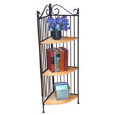 3 Tier Corner Bookcase in Wicker and Metal