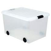 Storage Box, w/ Wheels, 56 Quart, 15-3/4"x21-3/4"x12-7/8", Clear