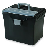 File Box, w/ Organizer Top, Holds Letter Folders, Black