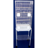Tall Square Top Small Bird Cage with Stand in White