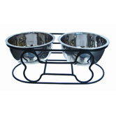 Wrought Iron Stand with Double Stainless Steel  Bowls