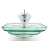 Square Frosted Oceania Glass Sink and Waterfall Faucet
