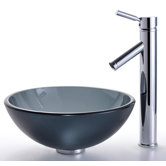Frosted Black 14" Glass Vessel Sink and Sheven Faucet