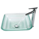 Oceania Glass Vessel Sink and Decus Bathroom Faucet in Chrome