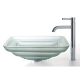 Square Frosted Oceania Glass Sink and Ramus Faucet