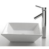 16.5" Ceramic Square Vessel Sink in White
