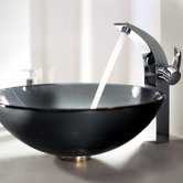 Glass Vessel Sink and Single Hole Faucet with Single Handle