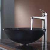 Black Glass Vessel Sink and Virtus Faucet