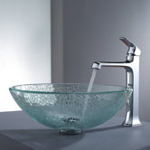 Broken Glass Vessel Sink and Decorum Faucet