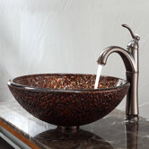 Venus Glass Vessel Sink and Riviera Faucet