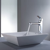 15.4" W x 15.8" L White Square Ceramic Sink and Decorum Faucet in