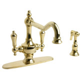 Traditional Double Handle Centerset Kitchen Faucet with Side Spray