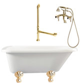 Augusta 54" Roll Top Tub with Wall Mount Faucet