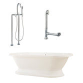 Capri 67" Tub in White with Floor Mount Faucet and Lever Handles in Polished Chrome