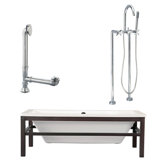 Tella 67" Tub with Floor Mount Faucet and Cross Handles in Polished Chrome