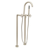Contemporary Floor Mount Tub Faucet Trim Metal Cross Handles