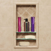 Optional Recessed Shampoo Shelf in Medium Stone