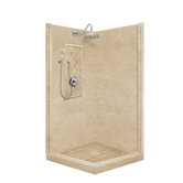 Premium Pivot Door Front-and-Right Threshold Shower Enclosure