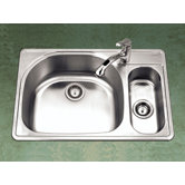 Premiere Designer Topmount Double Bowl 80/20 Kitchen Sink with Small Right Bowl in Satin