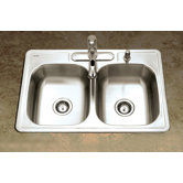 Glowtone Topmount Double Bowl 24 Gauge Kitchen Sink in Satin