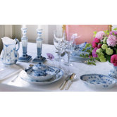 Blue Fluted Half Lace Dinnerware Set